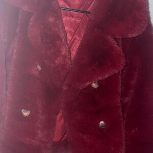 Noize Plush Faux Fur Teddy Jacket - Deep Red